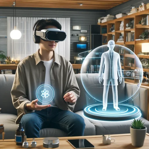 The Future of Virtual Therapy for Aetna Members futuristic image showing a young man using virtual reality gear for a therapy session, depicting advancements in virtual therapy
